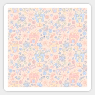 Pink and blue pattern of little princess doodles Sticker